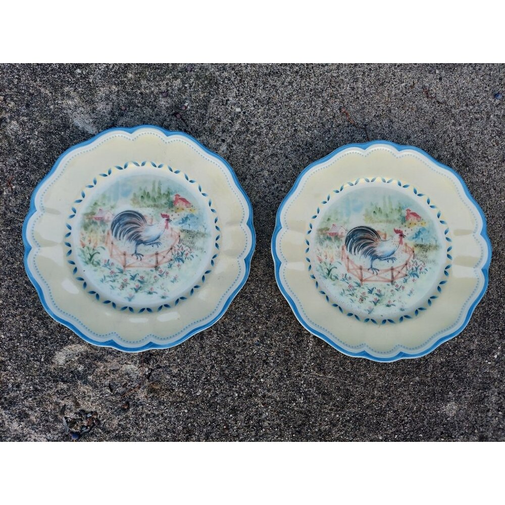 2 Lenox Provencal Garden Rooster 9 5/8" Accent Salad Plates